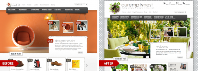 eStore by Elegant Themes, modified for the website, Our Empty Nest