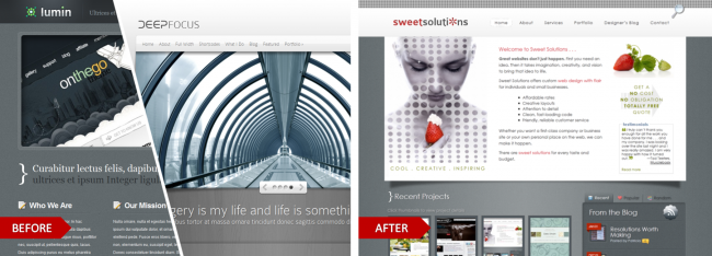 Lumin and Deep Focus by Elegant Themes, modified for the website, Sweet Solutions